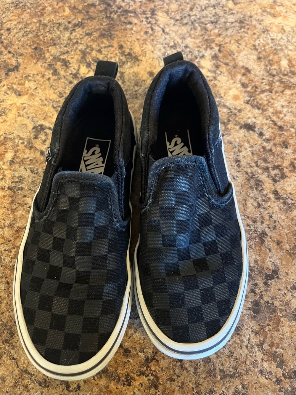Vans Kids Black Checkerboard‎ Slip-On Sneakers